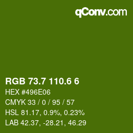 カラーコード: RGB 73.7 110.6 6 | qconv.com
