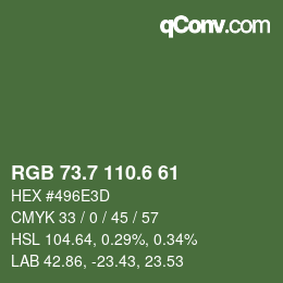 カラーコード: RGB 73.7 110.6 61 | qconv.com