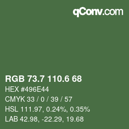 カラーコード: RGB 73.7 110.6 68 | qconv.com