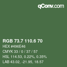 カラーコード: RGB 73.7 110.6 70 | qconv.com