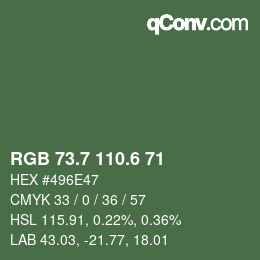 カラーコード: RGB 73.7 110.6 71 | qconv.com