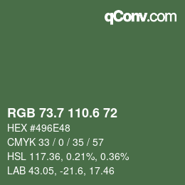カラーコード: RGB 73.7 110.6 72 | qconv.com