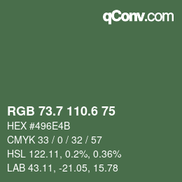 カラーコード: RGB 73.7 110.6 75 | qconv.com