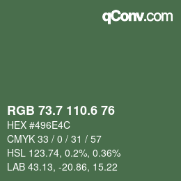 カラーコード: RGB 73.7 110.6 76 | qconv.com