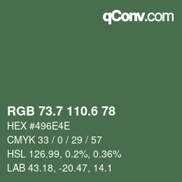 カラーコード: RGB 73.7 110.6 78 | qconv.com