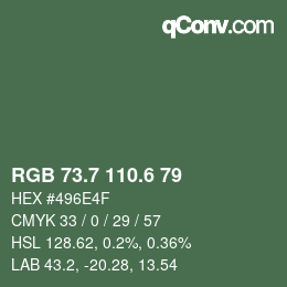 カラーコード: RGB 73.7 110.6 79 | qconv.com