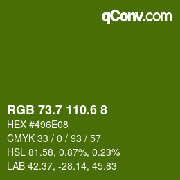 カラーコード: RGB 73.7 110.6 8 | qconv.com
