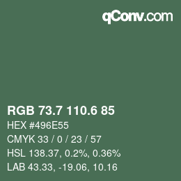 カラーコード: RGB 73.7 110.6 85 | qconv.com