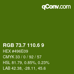 カラーコード: RGB 73.7 110.6 9 | qconv.com