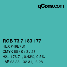 カラーコード: RGB 73.7 183 177 | qconv.com