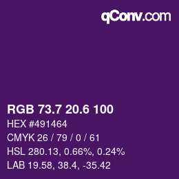 カラーコード: RGB 73.7 20.6 100 | qconv.com