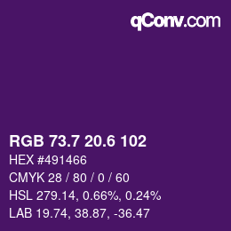 カラーコード: RGB 73.7 20.6 102 | qconv.com