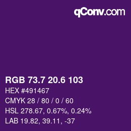 カラーコード: RGB 73.7 20.6 103 | qconv.com