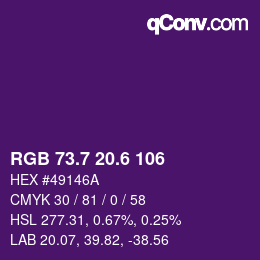 カラーコード: RGB 73.7 20.6 106 | qconv.com