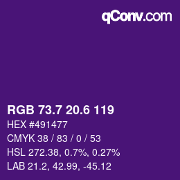 カラーコード: RGB 73.7 20.6 119 | qconv.com