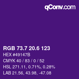 カラーコード: RGB 73.7 20.6 123 | qconv.com