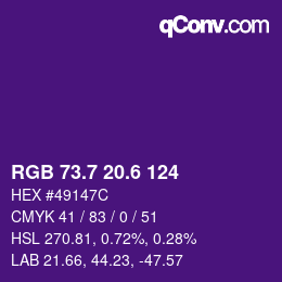 カラーコード: RGB 73.7 20.6 124 | qconv.com