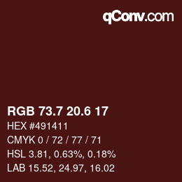 カラーコード: RGB 73.7 20.6 17 | qconv.com
