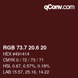 カラーコード: RGB 73.7 20.6 20 | qconv.com