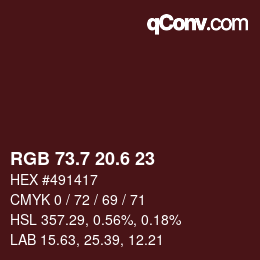 カラーコード: RGB 73.7 20.6 23 | qconv.com