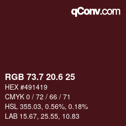 カラーコード: RGB 73.7 20.6 25 | qconv.com