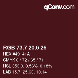 カラーコード: RGB 73.7 20.6 26 | qconv.com