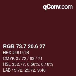 カラーコード: RGB 73.7 20.6 27 | qconv.com