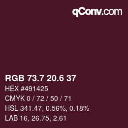 カラーコード: RGB 73.7 20.6 37 | qconv.com