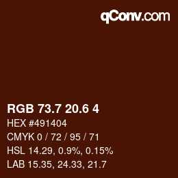 カラーコード: RGB 73.7 20.6 4 | qconv.com