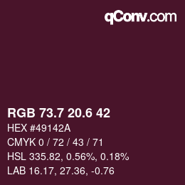 カラーコード: RGB 73.7 20.6 42 | qconv.com