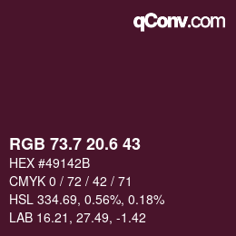 カラーコード: RGB 73.7 20.6 43 | qconv.com