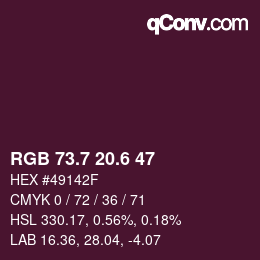 カラーコード: RGB 73.7 20.6 47 | qconv.com
