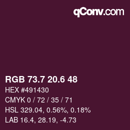 カラーコード: RGB 73.7 20.6 48 | qconv.com