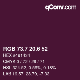 カラーコード: RGB 73.7 20.6 52 | qconv.com