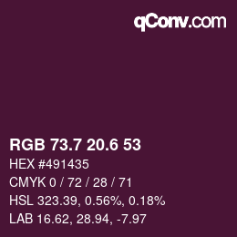 カラーコード: RGB 73.7 20.6 53 | qconv.com