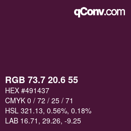 カラーコード: RGB 73.7 20.6 55 | qconv.com