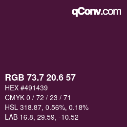 カラーコード: RGB 73.7 20.6 57 | qconv.com
