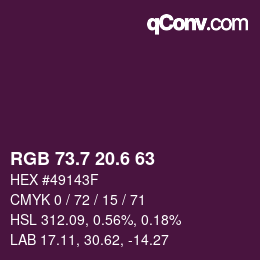 カラーコード: RGB 73.7 20.6 63 | qconv.com