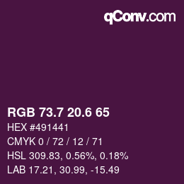 カラーコード: RGB 73.7 20.6 65 | qconv.com
