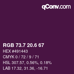 カラーコード: RGB 73.7 20.6 67 | qconv.com