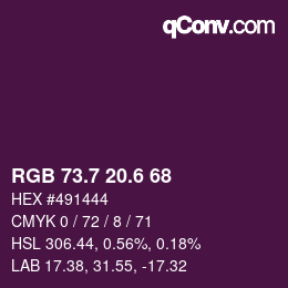 カラーコード: RGB 73.7 20.6 68 | qconv.com