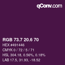 カラーコード: RGB 73.7 20.6 70 | qconv.com