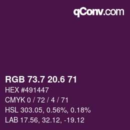 カラーコード: RGB 73.7 20.6 71 | qconv.com