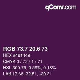 カラーコード: RGB 73.7 20.6 73 | qconv.com