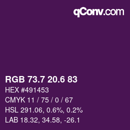 カラーコード: RGB 73.7 20.6 83 | qconv.com