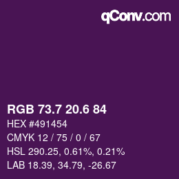カラーコード: RGB 73.7 20.6 84 | qconv.com