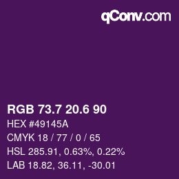 カラーコード: RGB 73.7 20.6 90 | qconv.com