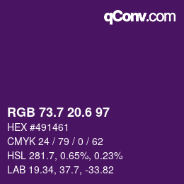 カラーコード: RGB 73.7 20.6 97 | qconv.com
