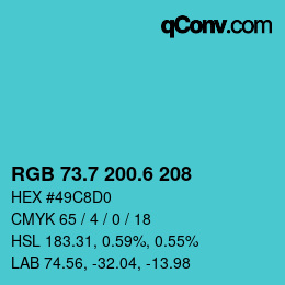カラーコード: RGB 73.7 200.6 208 | qconv.com
