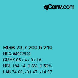 カラーコード: RGB 73.7 200.6 210 | qconv.com